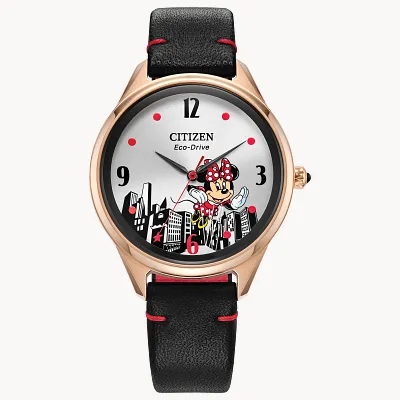 Soaring High Minnie Mouse Silver-Tone Dial Leather Strap FE7102 Soaring High Minnie Mouse Silver-Tone Dial Leather Strap FE7102